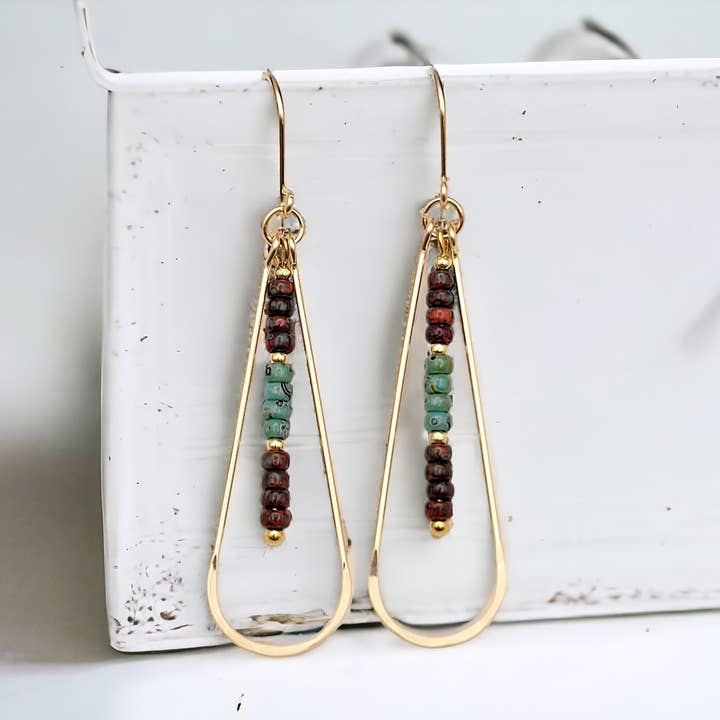 Long 14k Gold Filled Beaded Hoop Earrings for wholesale by Bijou by SAM