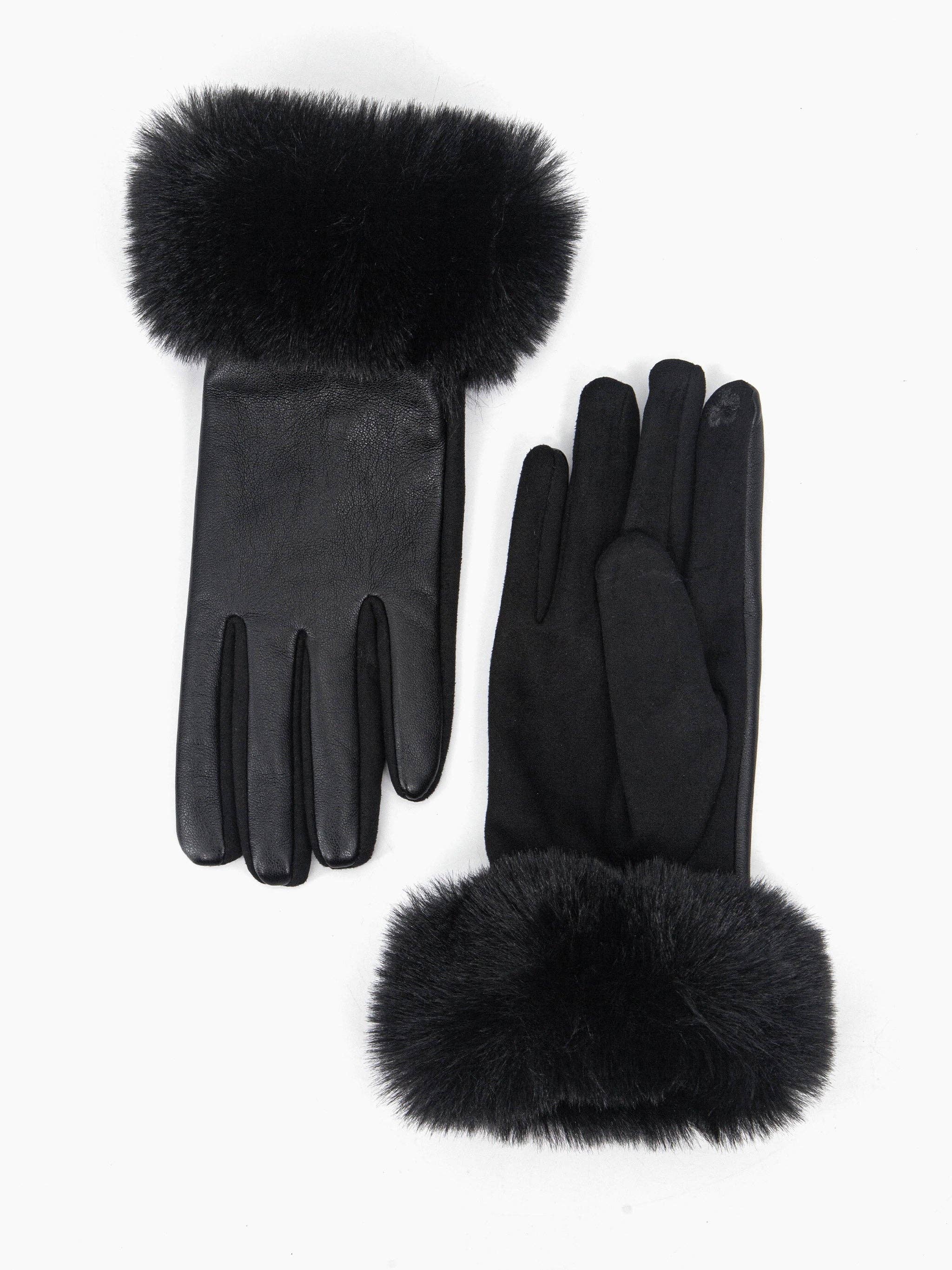 Sarta Accessories – wholesale Gloves – Women's – Maya Faux Fur Cuff Gloves - Black, PU2