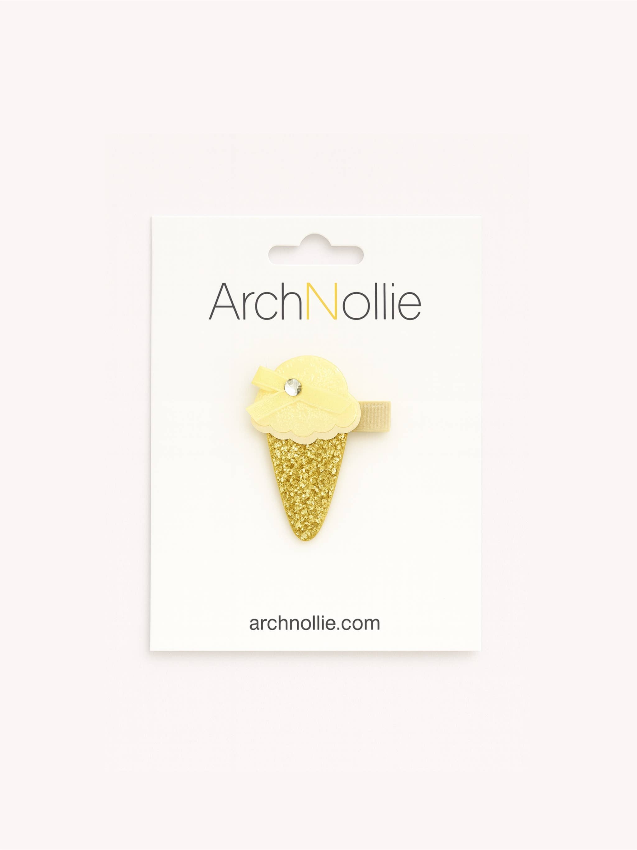 ANO - ArchNOllie - Wholesale Hair clip – Child - Glitter Ice Cream Hair Clips – Lemon/Cream Single Clip 0