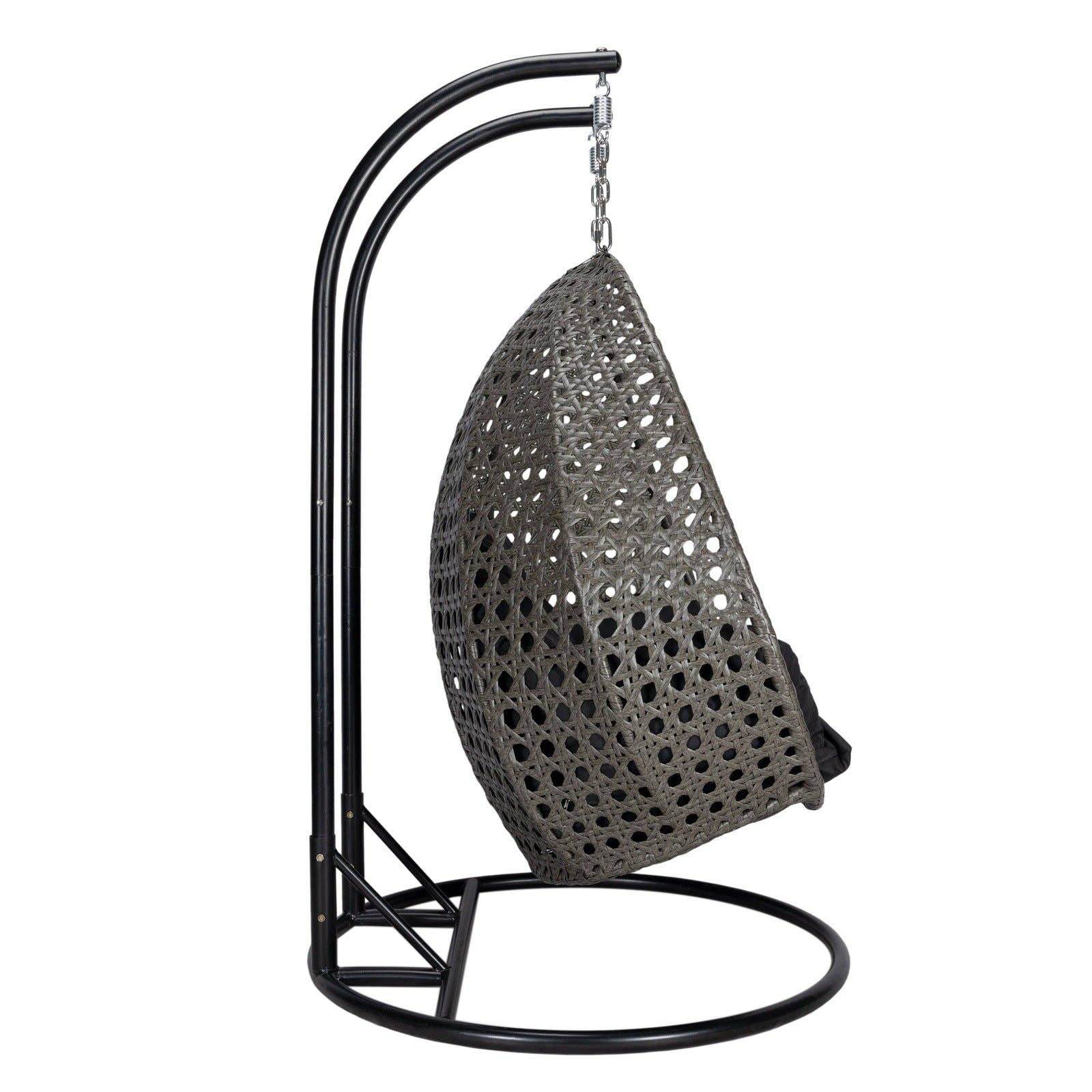 LeisureMod - Wholesale Egg Chair - Modern Charcoal Wicker Hanging Double Seater Egg Swing Chair24