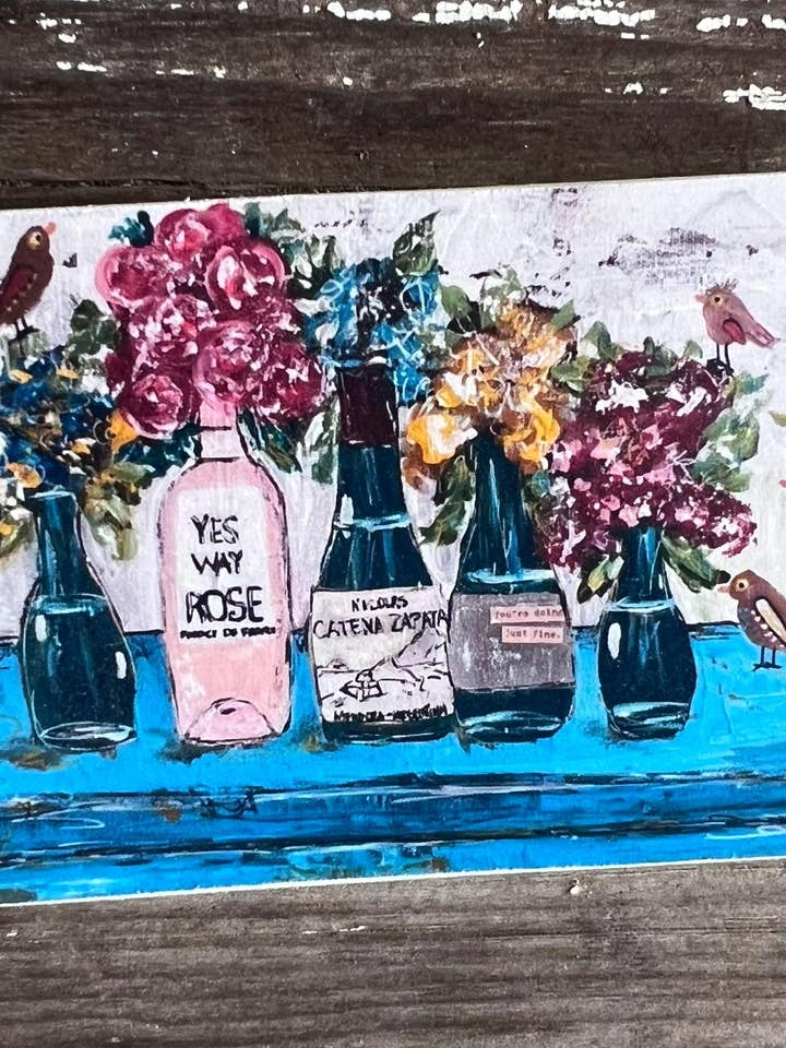 Weinflaschen mit Blumenmagnet, Gastgeberinnengeschenk für den Großhandel von Sunshine Girl Designs