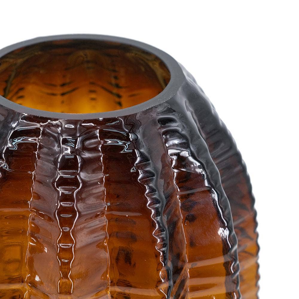 A&B Home Group Inc. - Vendita all'ingrosso Vasi - Vaso cilindrico in vetro testurizzato D6x11" con finitura ambra5