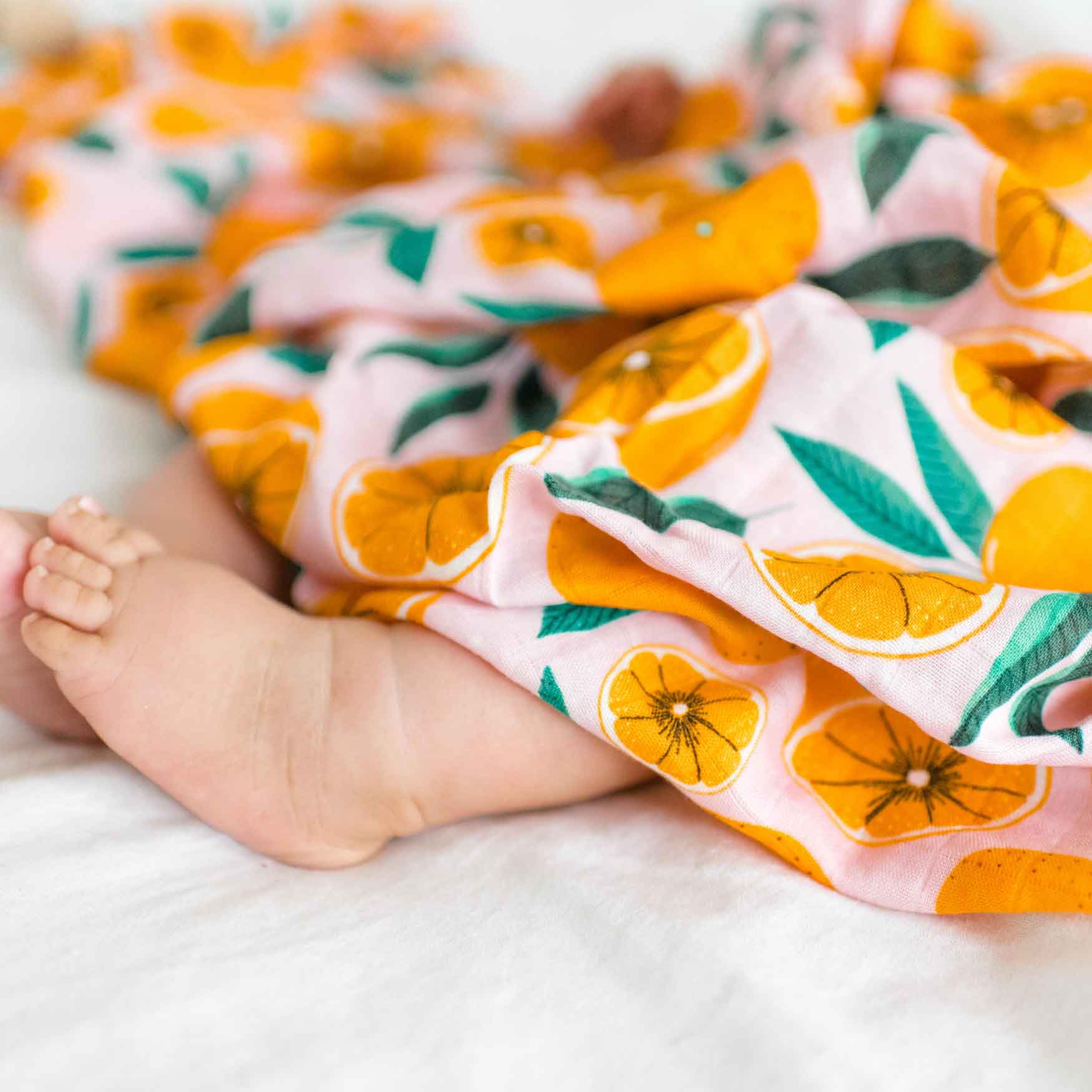Dolly Lana - Wholesale Swaddle - Baby - Bamboo Muslin Swaddle - Sliced Oranges1