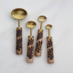 Gold Measuring Spoon Set - Pastel Color Handles - Gold Finish with