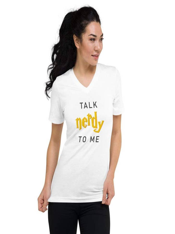 Wholesale Talk nerdy to me - Unisex V-Neck T-Shirt for your store