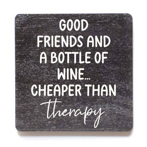 Good Friends And Wine Funny Wood Kitchen Magnets for wholesale by Home Accents By Driftless