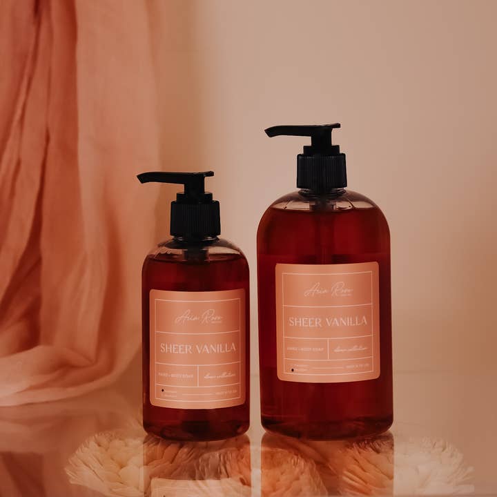 Sabonete Líquido para Mãos e Corpo Sheer Vanilla - Coleção Dawn por atacado de Aria Rose Bath Co