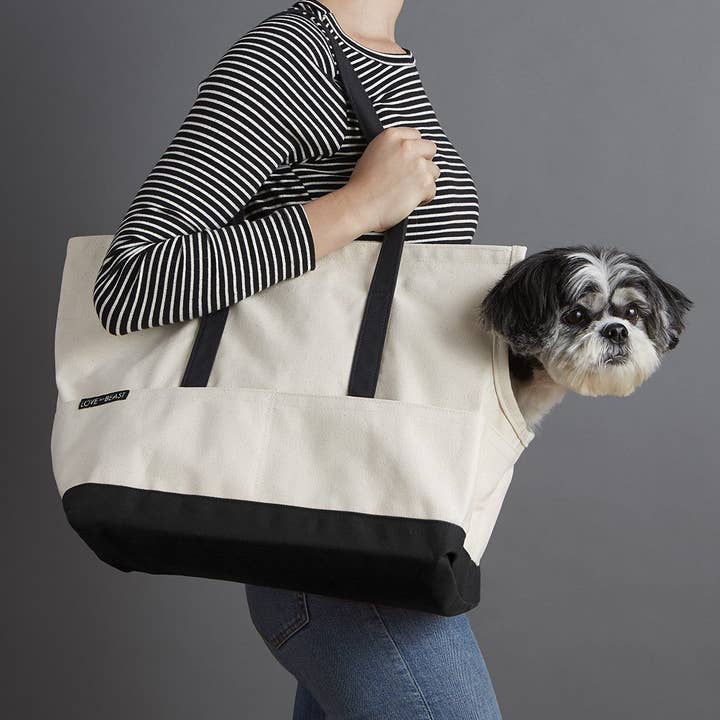 LoveThyBeast - Wholesale Pet Carrier - Dog - Canvas Pet Tote Natural & Black