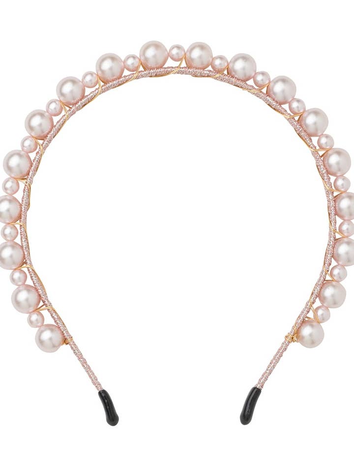 Uneven Pearls Headband - Pink Pearl for wholesale by Project 6 NY Kids