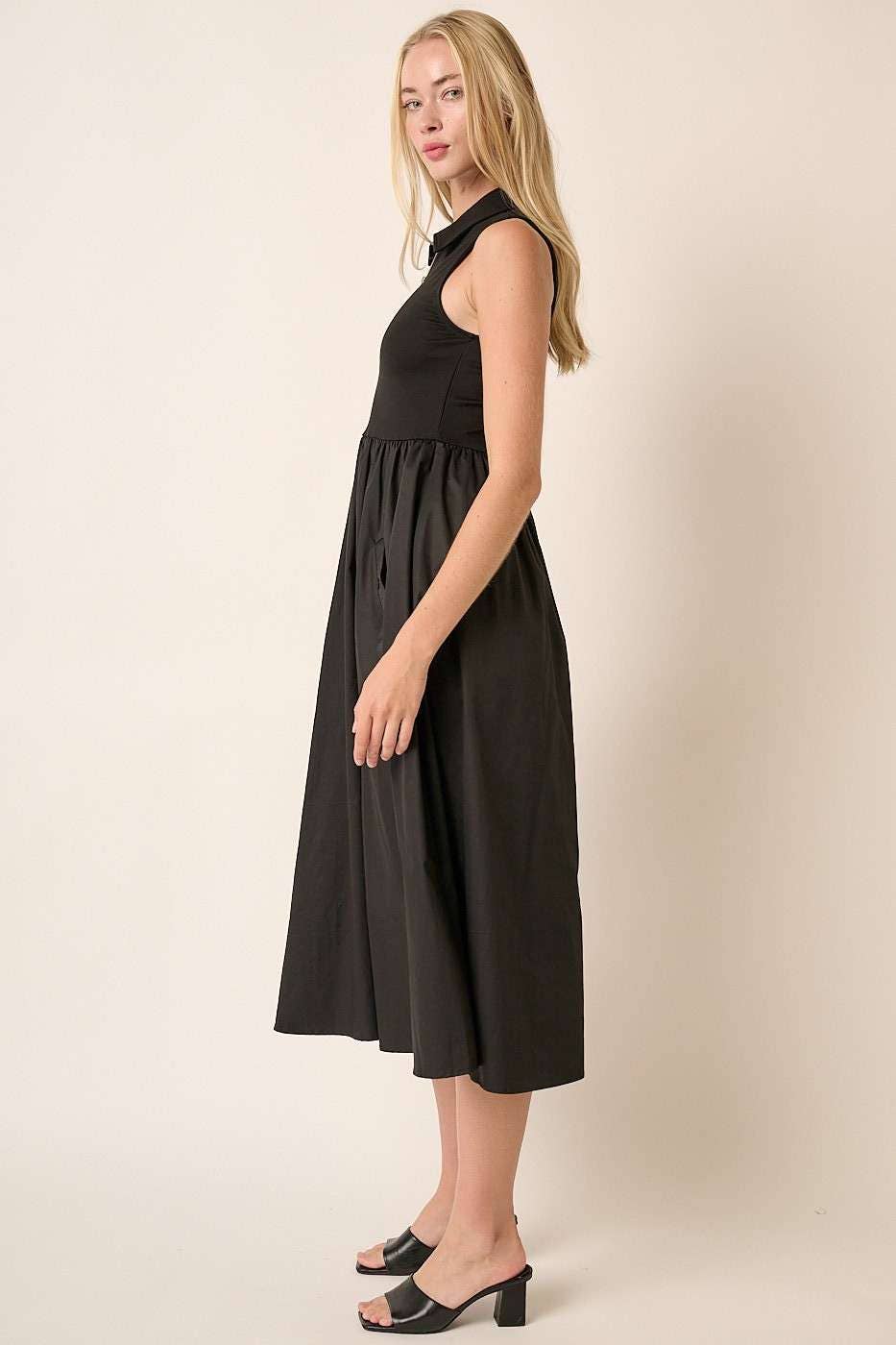 mittoshop – wholesale Klänning - Dam – MIX MEDIA DRAGKEDJA ÄRMLÖS MIDIKLÄNNING2