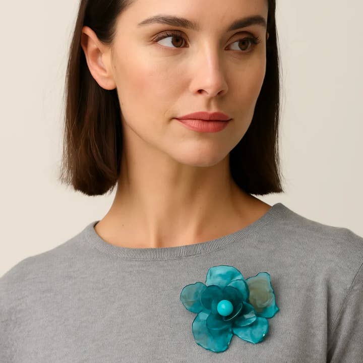 Layered Sculpted Flower Brooch for wholesale by Miss Minna
