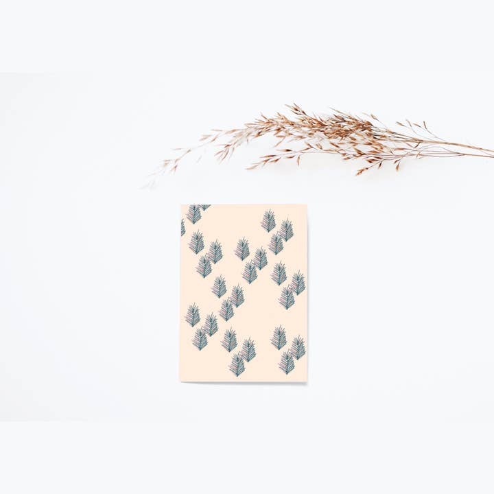 Blue leaves blank card for wholesale by Studio 77