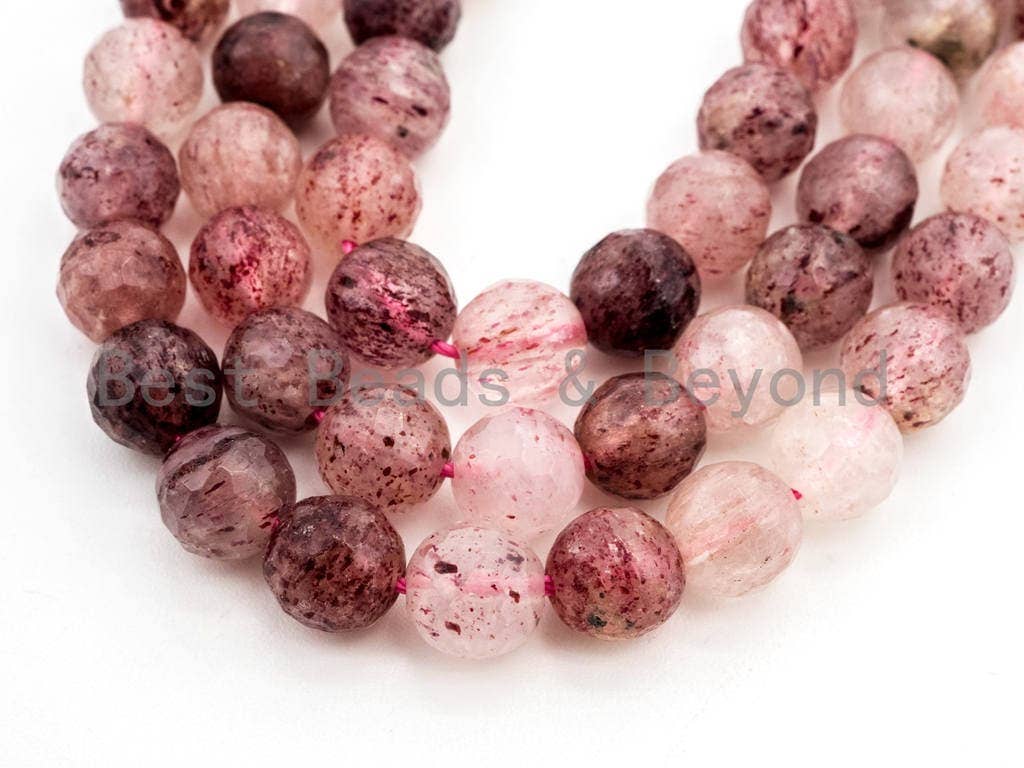 BestBeads&Beyond - Wholesale Beads - Natural strawberry quartz faceted beads, 6mm/8mm/10mmSKU#1374