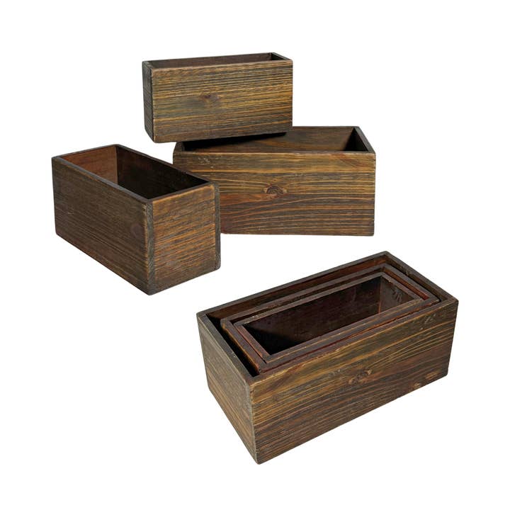 Jacobson - Wholesale Planter Box - Rectangular Wood Planter Boxes - Set of 32