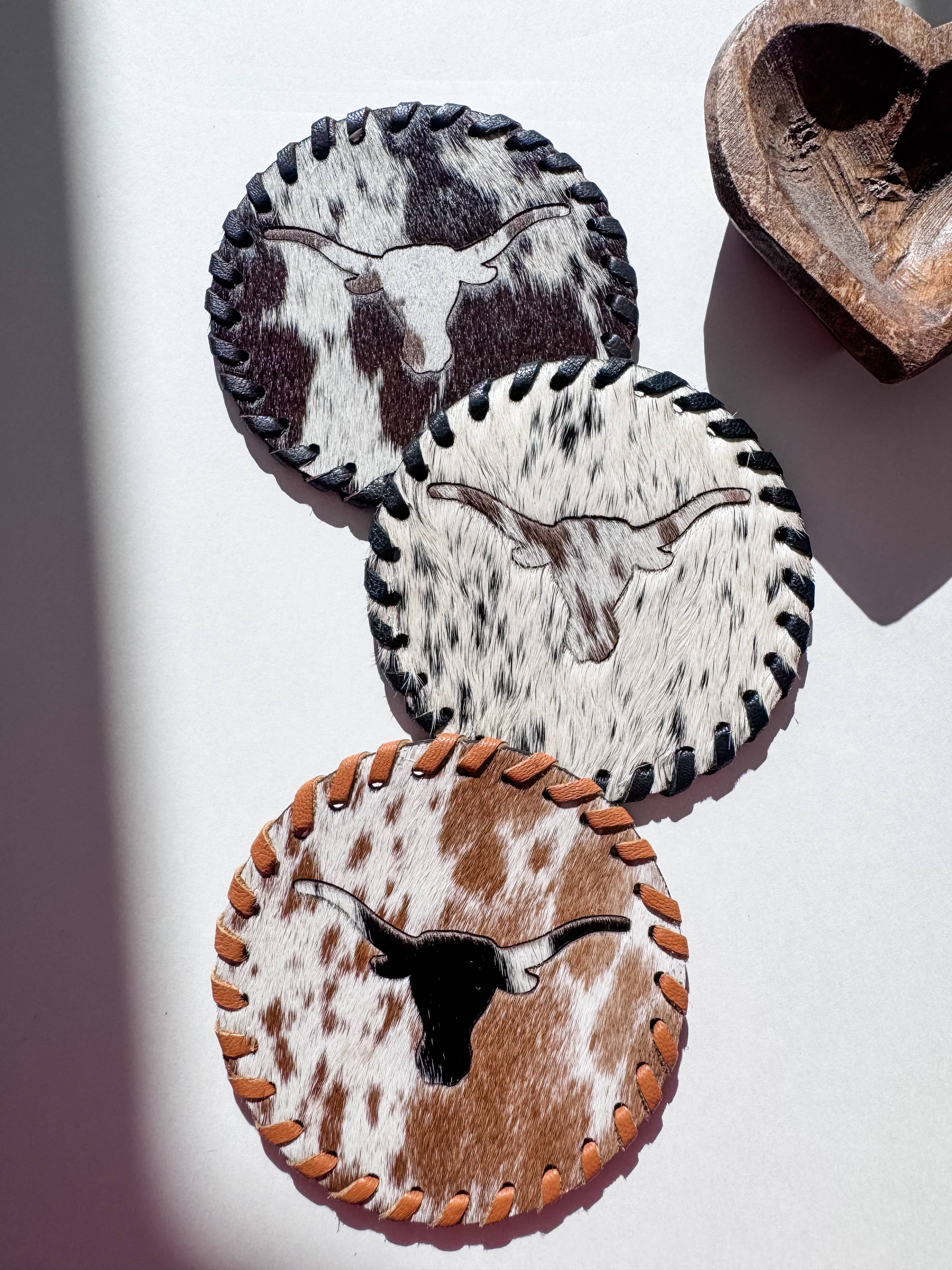 Boho Ranch Shop - Wholesale Coasters - Genuine Cowhide Leather Coasters P| Western Hair-On Hide7