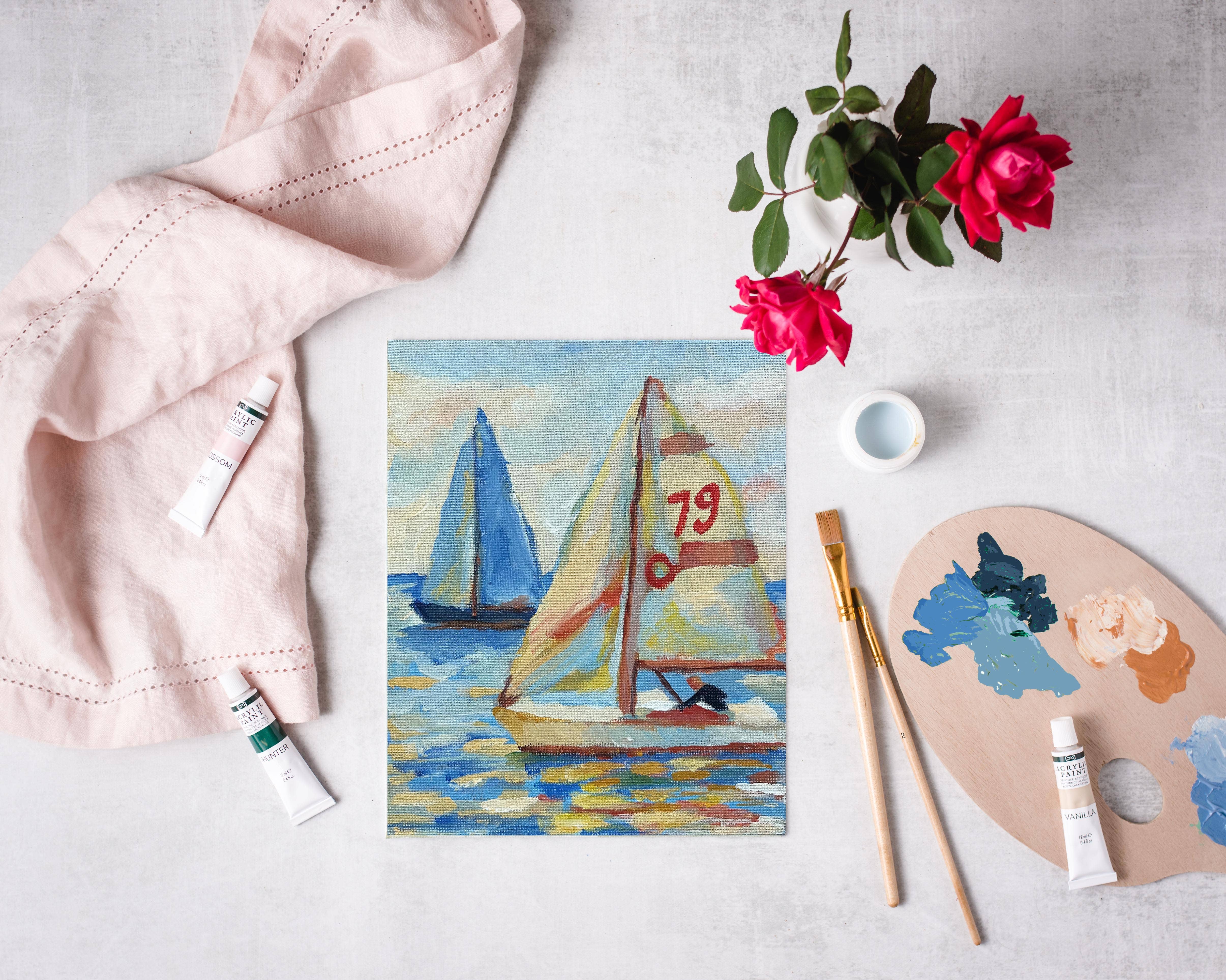 Cate Paper Co. - Wholesale DIY Craft Kit - East Coast Regatta painting kit, impressionist painting kit 3