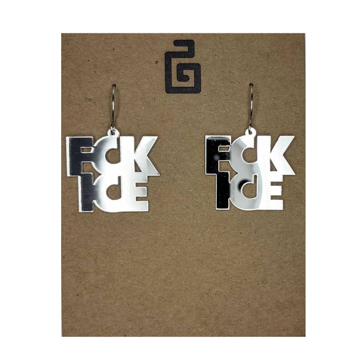Boucles d'oreilles en acrylique FCK ICE découpées au laser par 2nd Wind - Blanc pour la vente par LUZ Collection