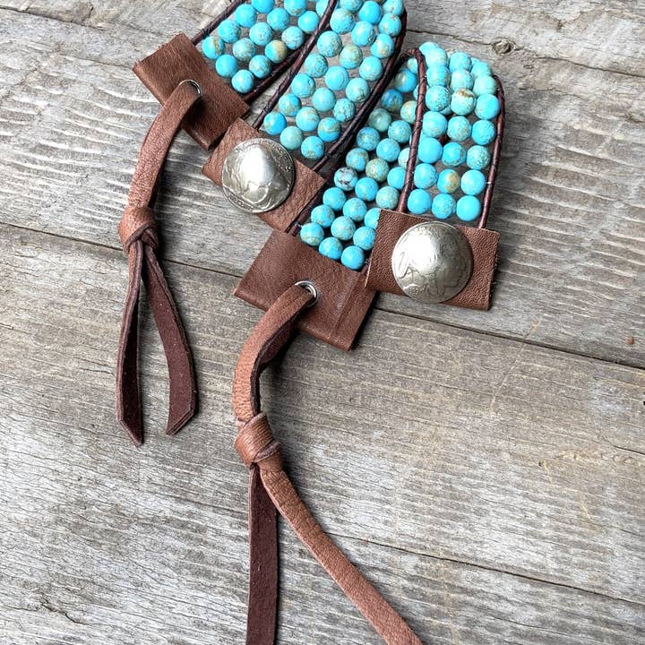 Fleurdesignz Western Jewelry - Wholesale Beaded Bracelet - Turquoise And Leather Western Cuff Bracelet1