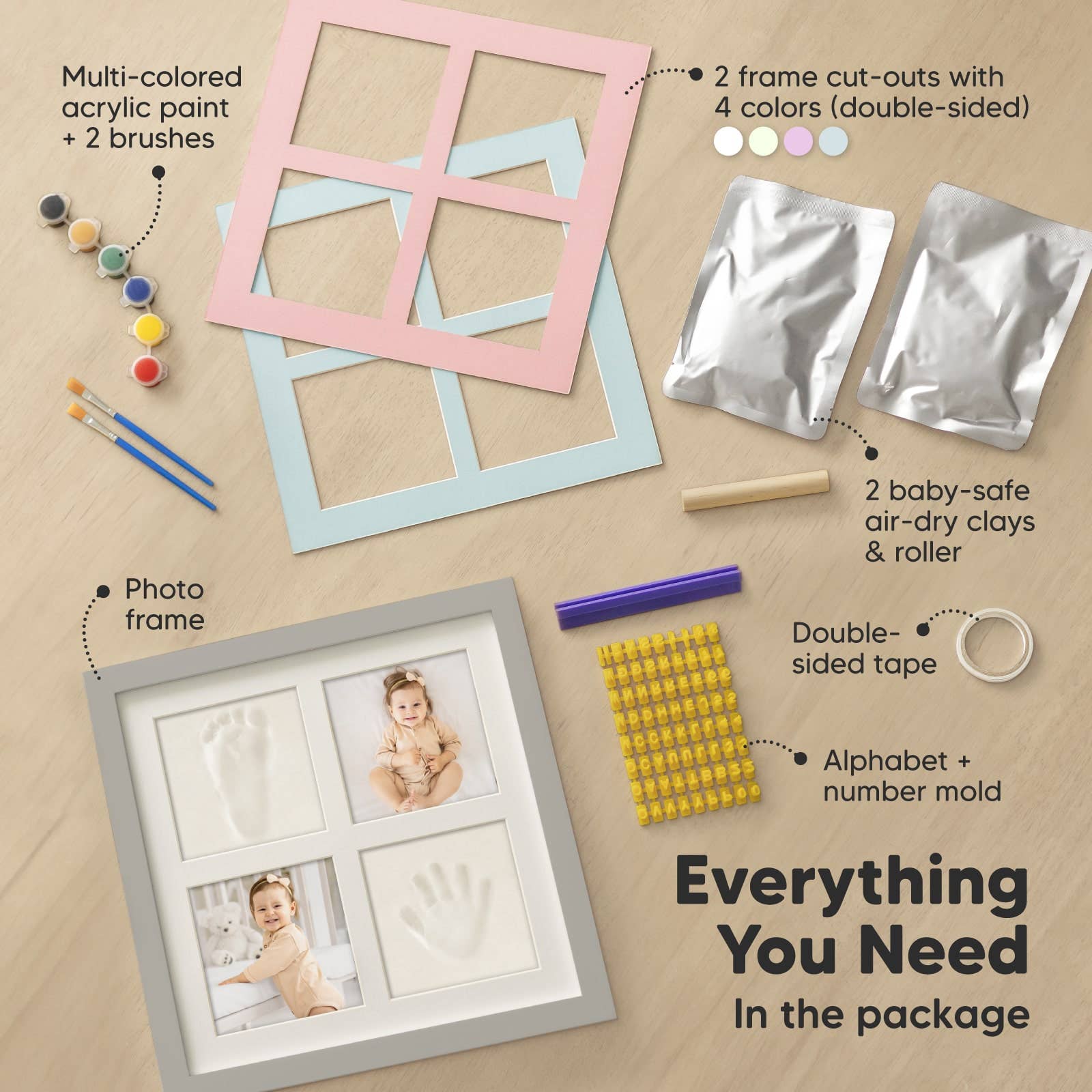 Cloud Gray Ever Baby Hand & Footprint Keepsake Frame for wholesale on Faire1