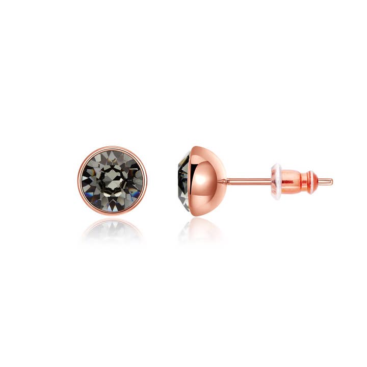 My Jewellery Story - Wholesale Stud/post earrings - Signature Stud 1 CaratBlack Diamond Rose Gold Plated