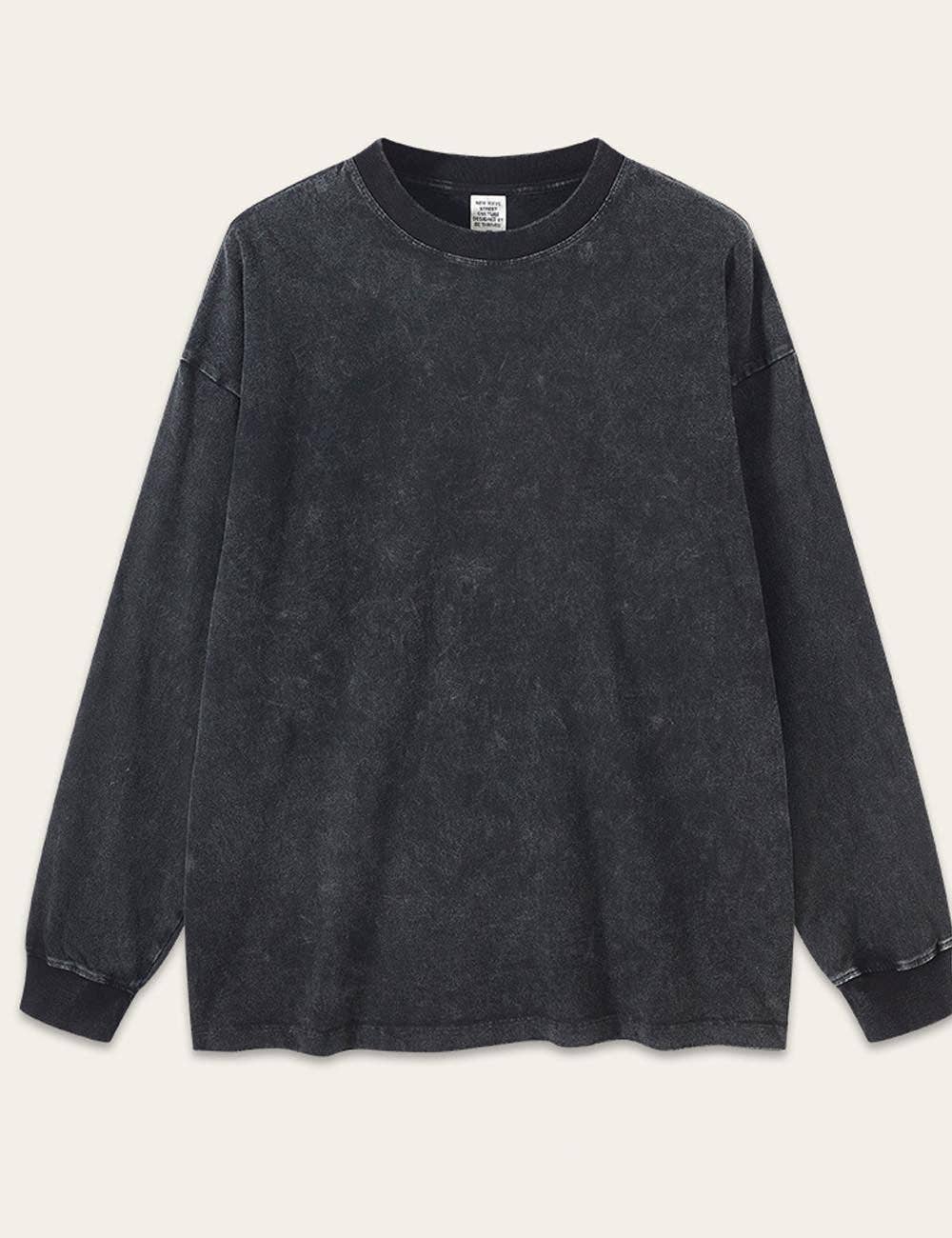 Dipped Shop - Wholesale T-Shirt - Women's - Vintage Washed Crew Neck Long Sleeve T-shirt DP25E5690