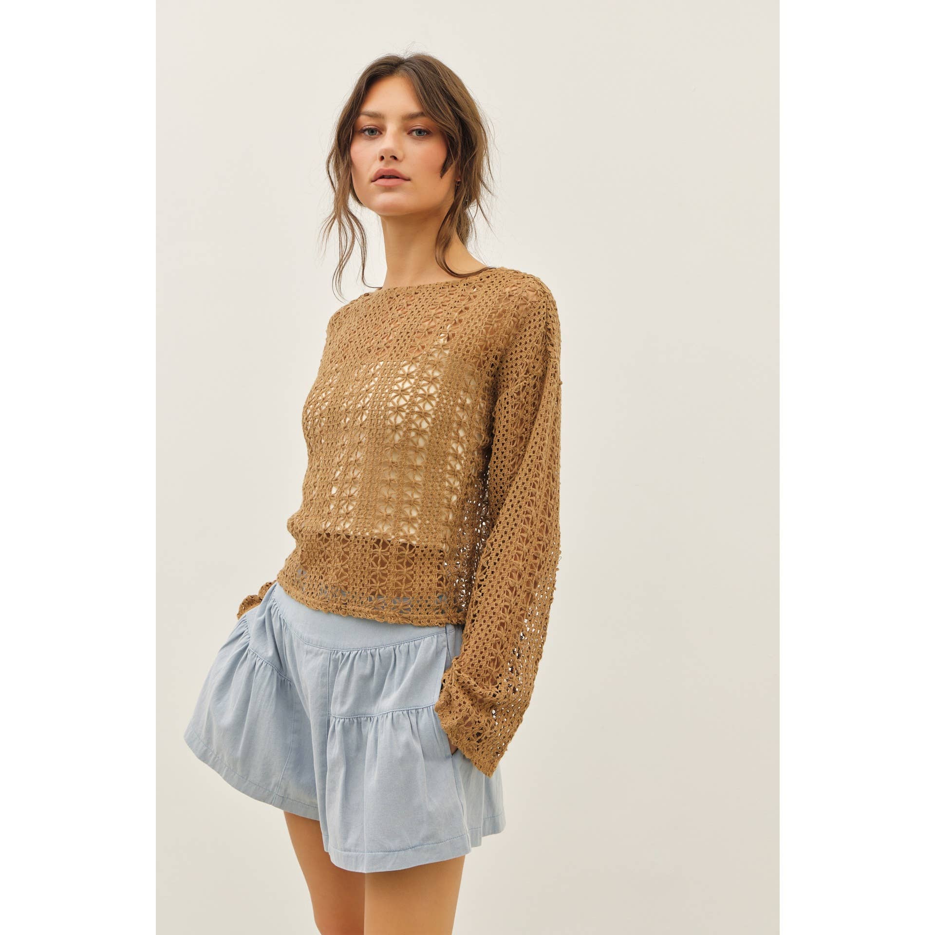 idem ditto – wholesale Shorts – Women’s – WASHED FLARE SHORTS WITH BACK ELASTIC WAISTBAND16