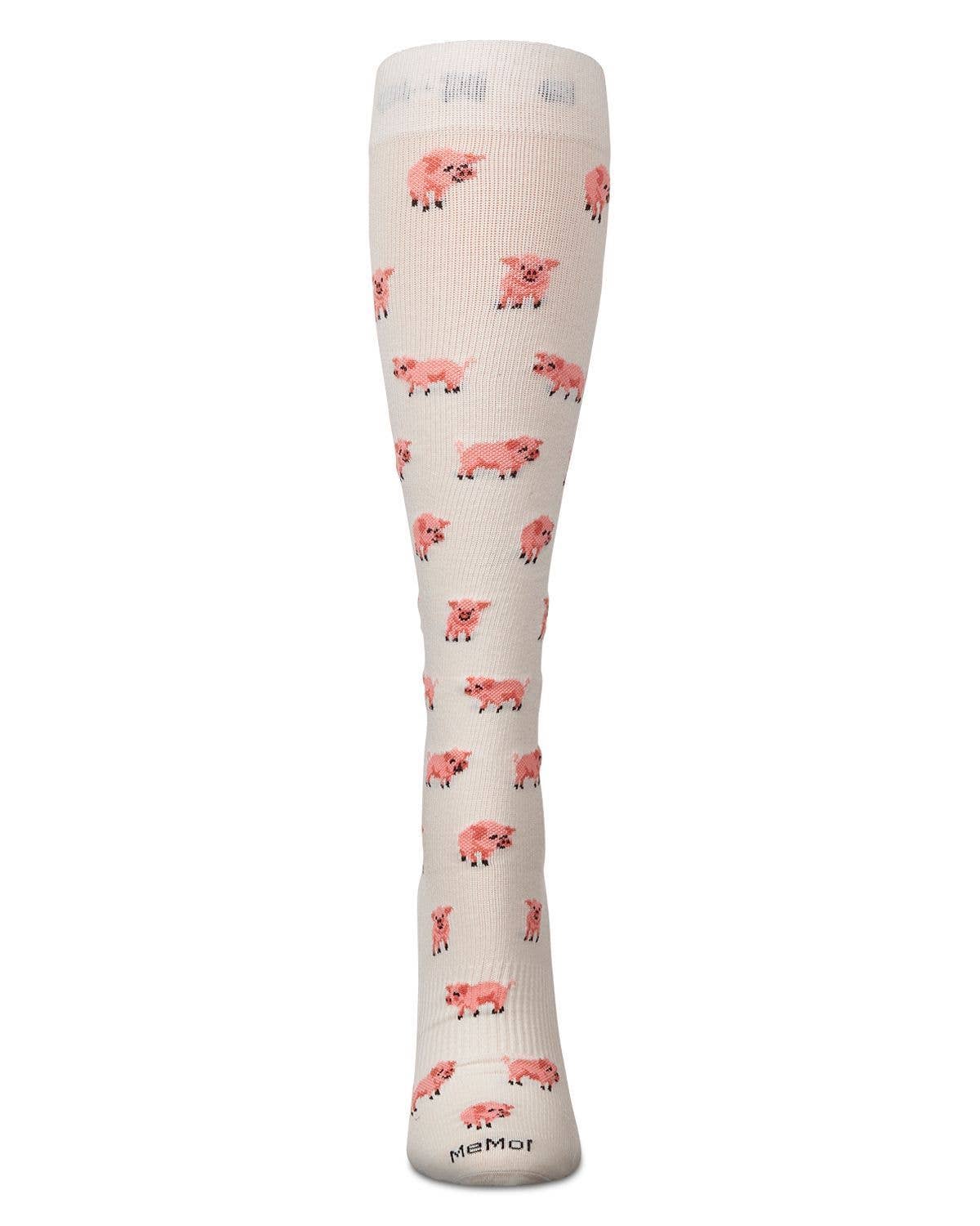 Ivoire Chaussettes de compression en coton Memoi Pigs en vente sur Faire1