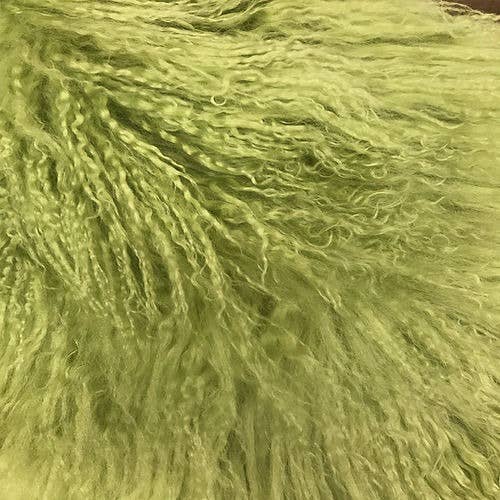 Chesterfield Leather – Großhandel Zierkissen – Limettengrünes tibetisches Lammkissen2
