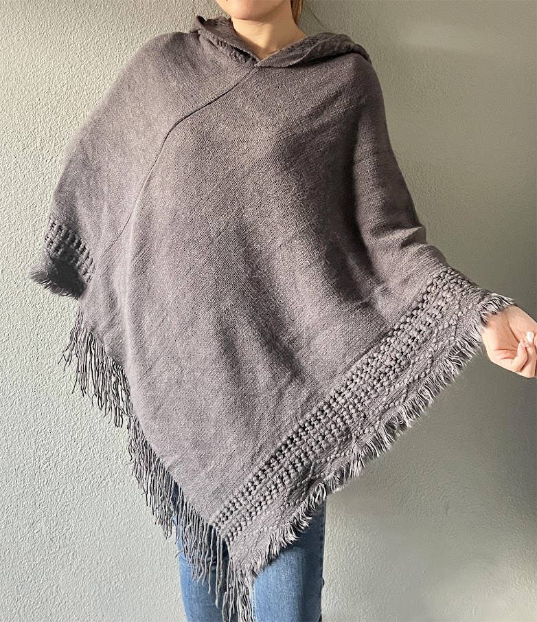 Fennco Styles - Wholesale Poncho - Women's - Knit Fringed Hooded Poncho12
