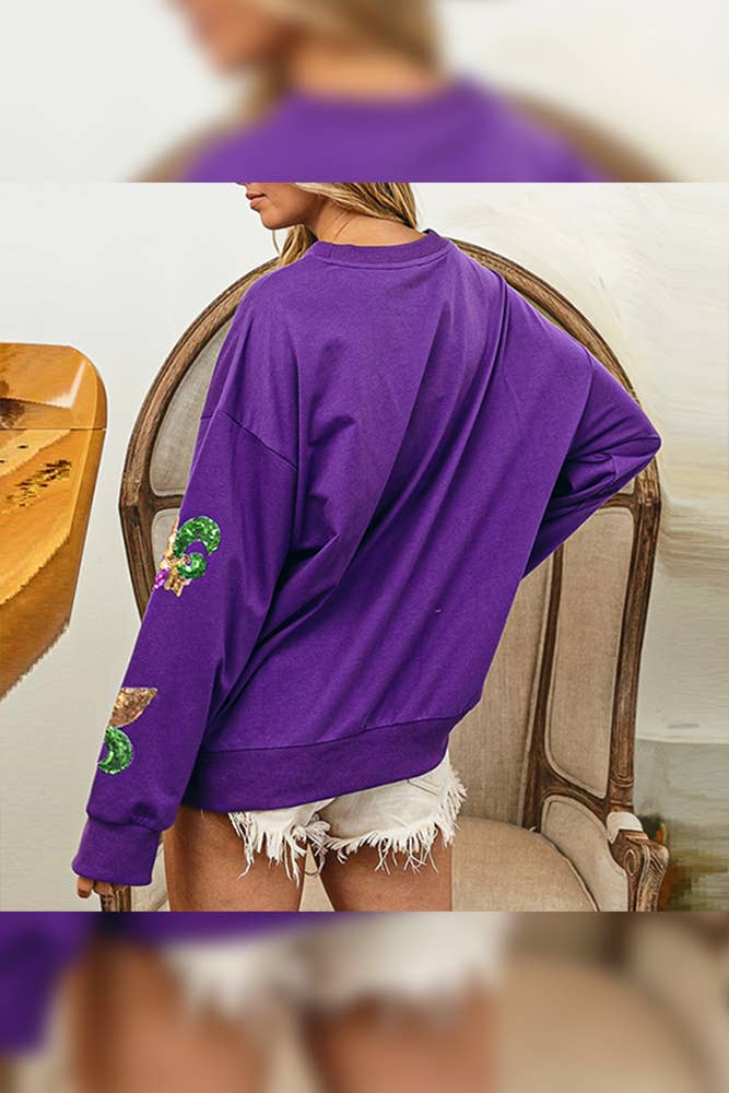 UNISHE - Vente Sweat-shirt – femme - Chandail à sequins en patchwork Mardi Grass OZX0996