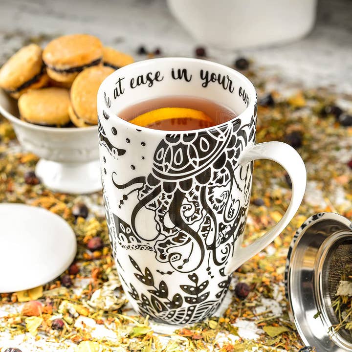 Greenline Goods - Wholesale Coffee Mug - Turtle Coffee and Tea Mug With Ceramic Lid + Infuser (16oz)