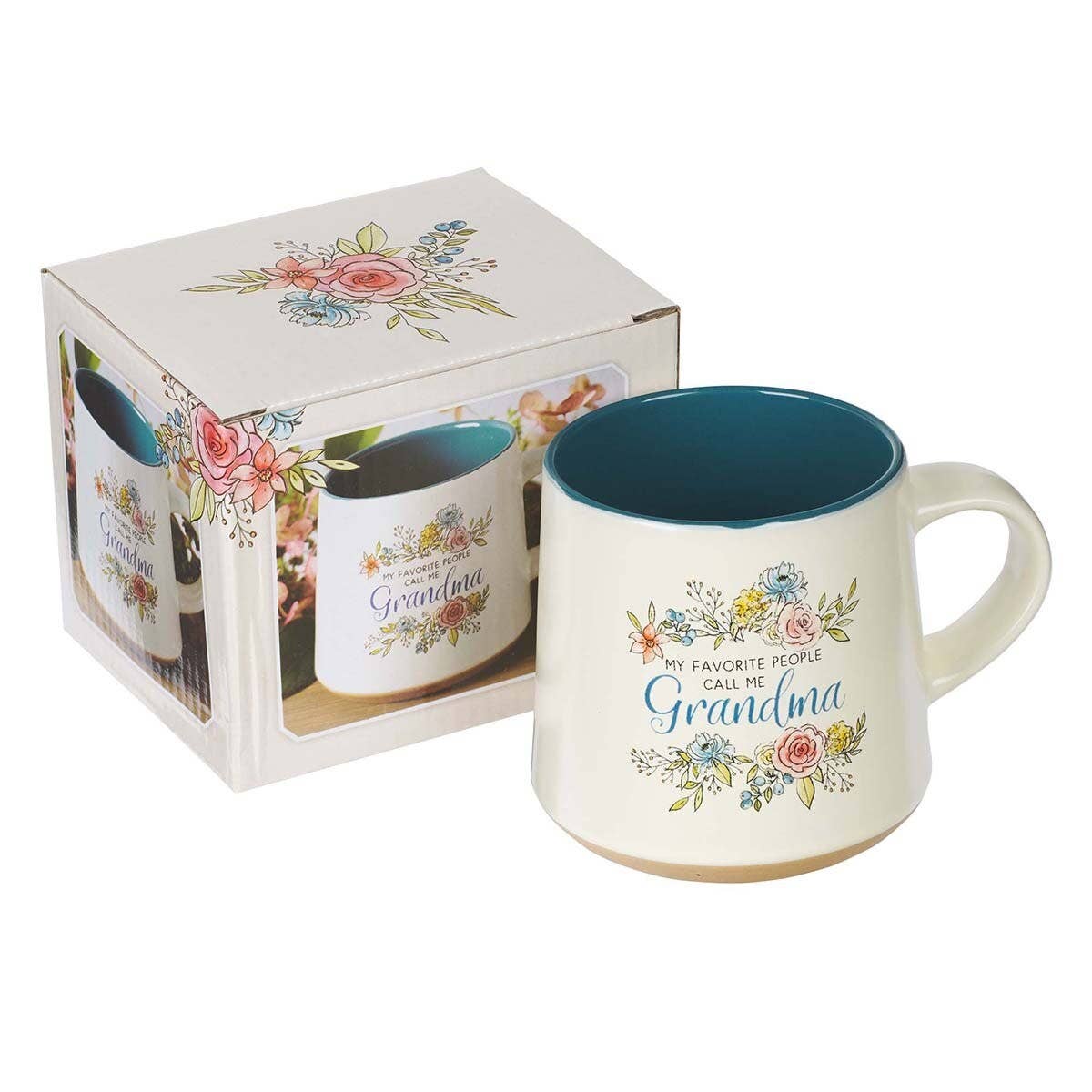 Christian Art Gifts - Wholesale Coffee Mug - Mug Stoneware Blue/White Floral Grandma1
