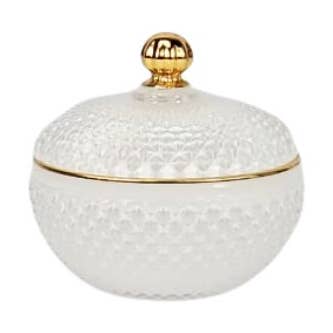 Vaso de vela de tocador pequeño blanco/dorado de 4 oz para venta al por mayor de General Wax - Candle Making Supplies