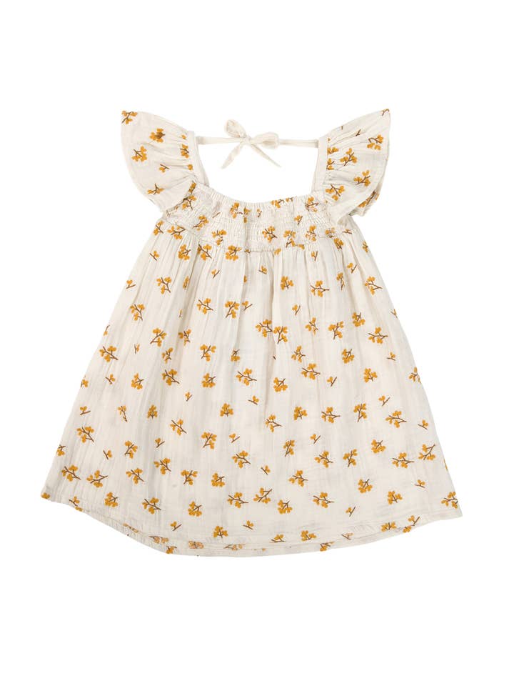 Haven | Jurk van biologische mousseline met wijd uitlopende mouwen | Ecru voor wholesale door Lepela