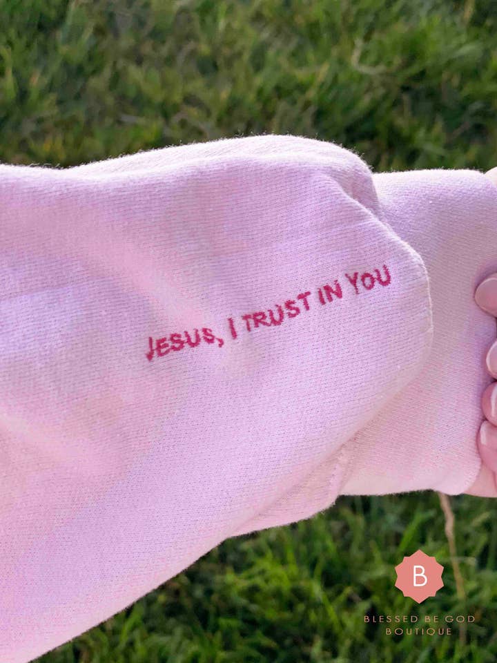 Blessed Be God Boutique - Wholesale Sweatshirt - Women's - Jesus I Trust In You Sweatshirt, Pink