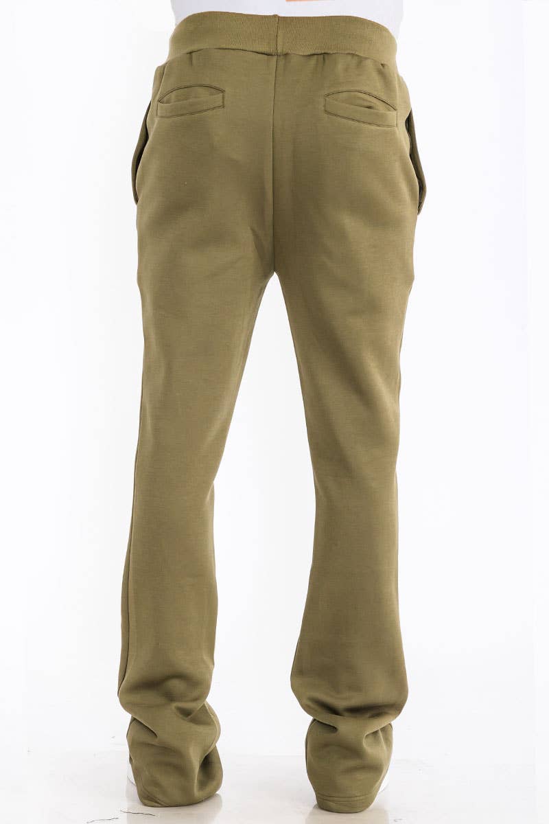 WEIV - Wholesale Athletic Sweatpants/Joggers - Men's - Mens Solid Fleece Flare Stacked PANTS2