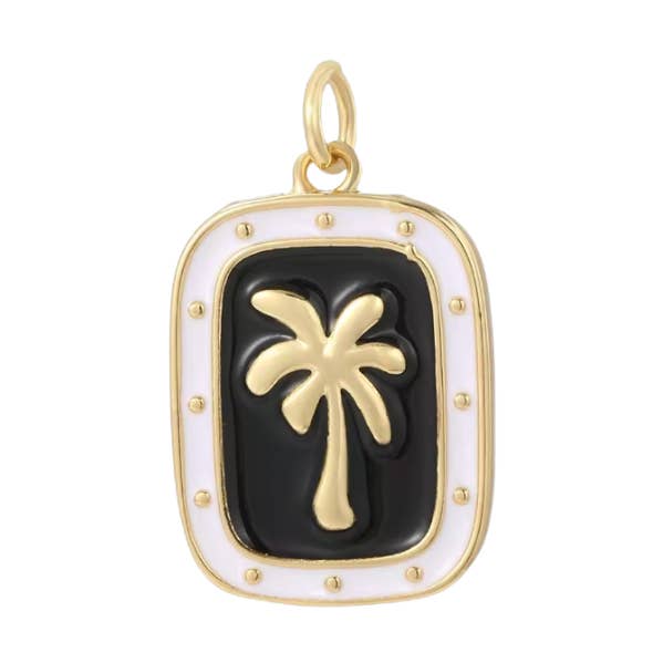 Palm Tree Pendant Gold & Black for wholesale by Coco Luna Collection