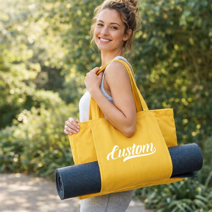 Borsa Yoga o Pilates Personalizzata Retrò in Tessuto Organico per la vendita all'ingrosso da parte di Lovetree Design