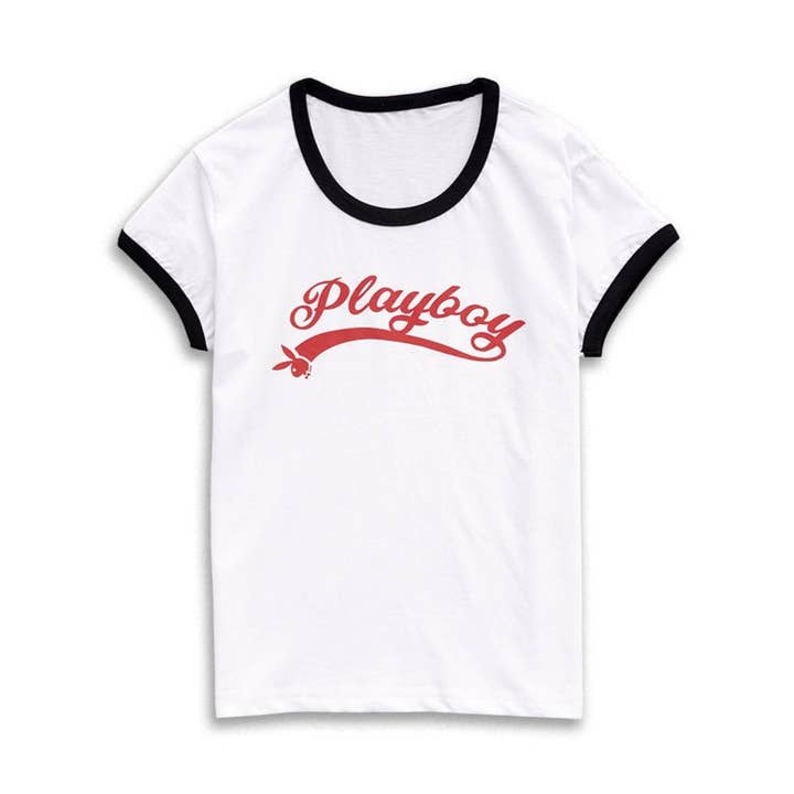 Playboy Script Baby Ringer Tee for wholesale by PLAYBOY