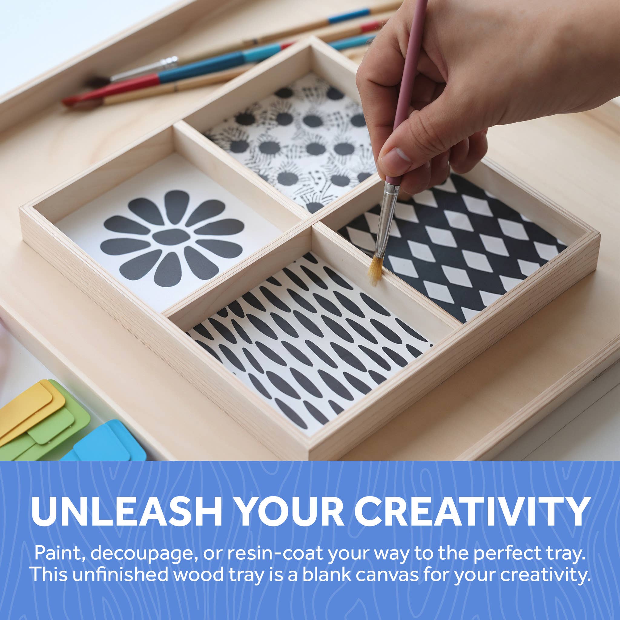 Woodpeckers Crafts - Wholesale Serving Tray - 12 x 12 Candy Tray, 4 Part4