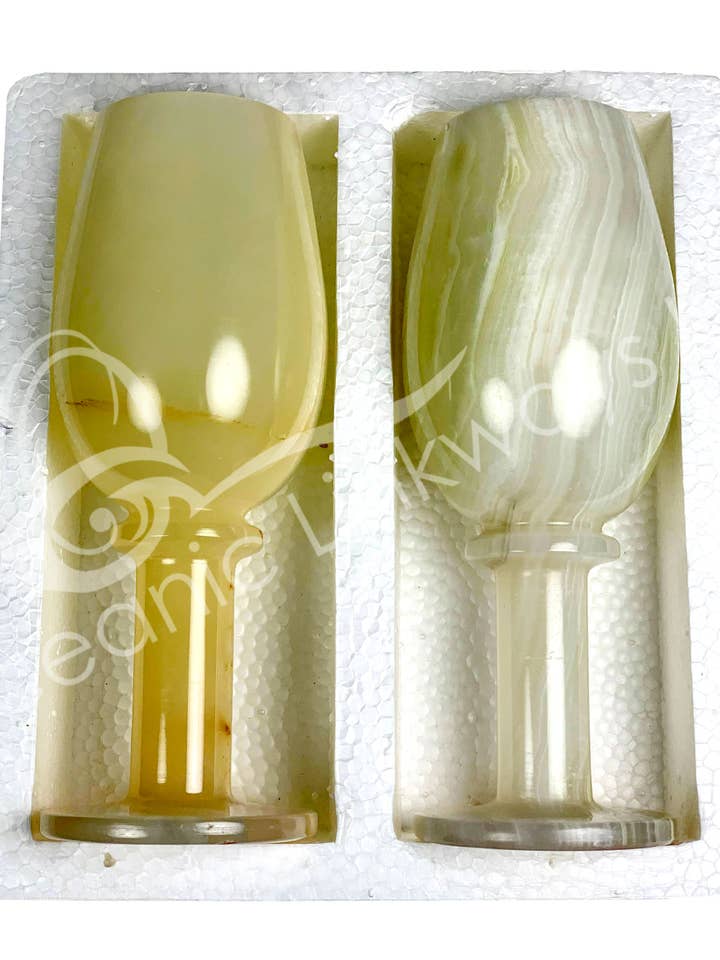 (PK 2)CUP SET - CHAMPAGNE GLASS ONYX, GREEN (PK 2) 2.25"DIA for wholesale by Oceanic Linkways Inc
