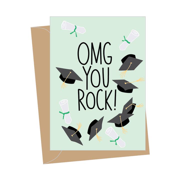 Apartment 2 Cards - Wholesale Graduation Card - Mini Graduation OMG You Rock, Folded Enclosure Cards0