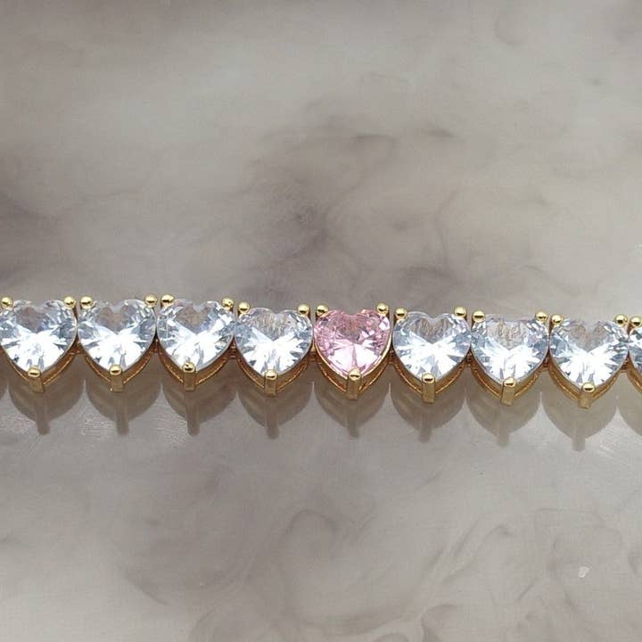 Daemon srls - Wholesale Tennis Bracelet - CHERIE - heart shaped cubic zirconia tennis bracelet - cuore27
