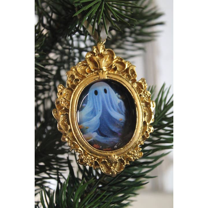 Hanging Ornaments- Everyday Ghosts // Mini Gold Frame for wholesale by Raven Design