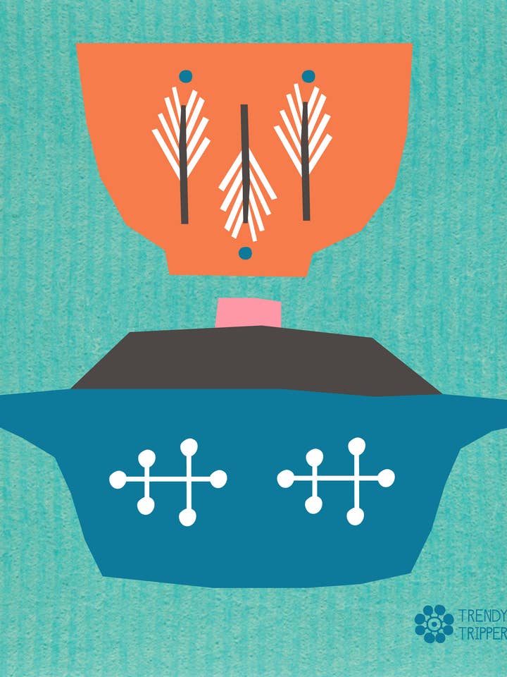 SCHALEN ORANJE OP TURKOOIS Zweeds vaatdoek voor wholesale door Trendy Tripper