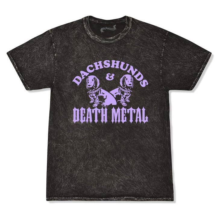 dachshunds & death metal unisex tee | mineral wash for wholesale by bean goods