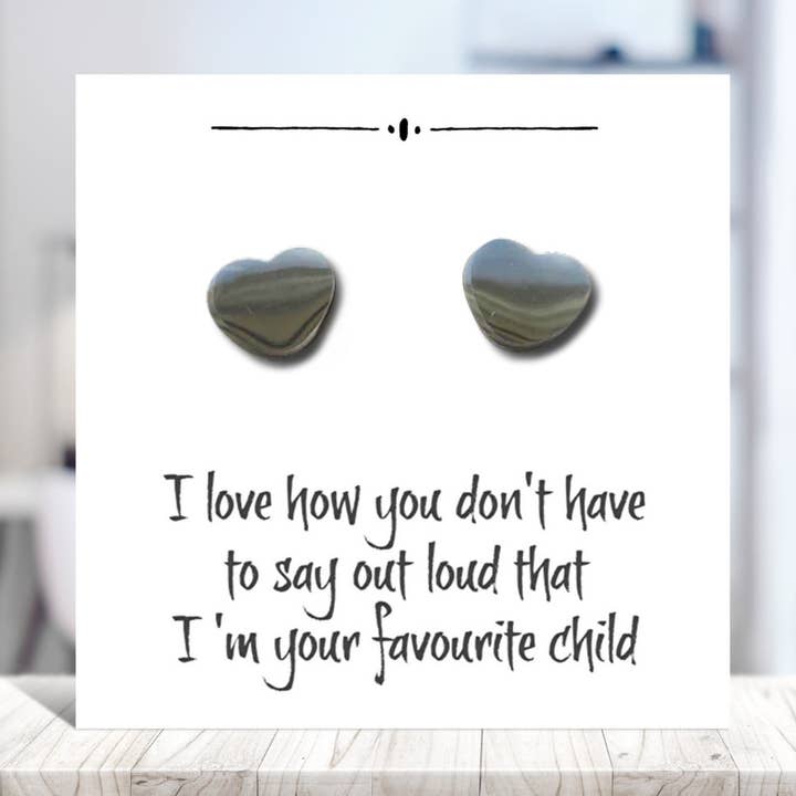 Heart Earrings on Funny Gift Card for Mum for wholesale by Aye Do Gifts