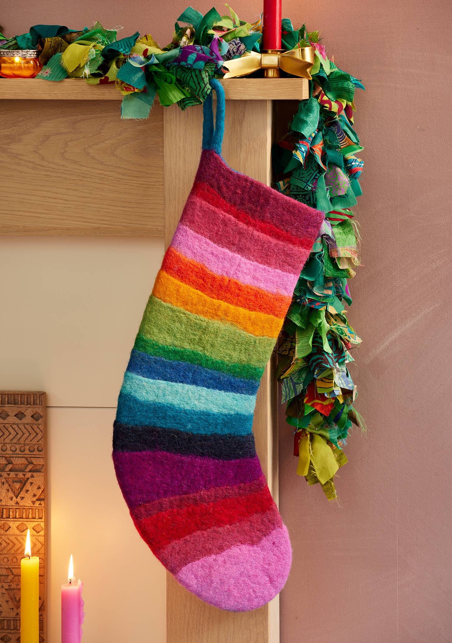 Namaste - Wholesale Holiday Stocking - Felt Rainbow Stocking0