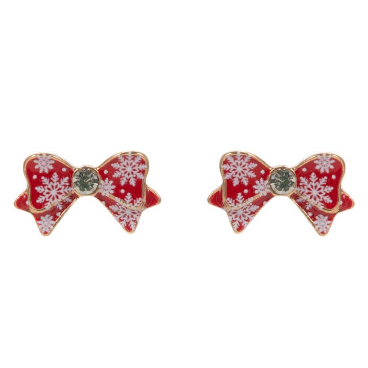 Clou d'oreille flocon de neige rouge et blanc .5" pour la vente par What's Hot