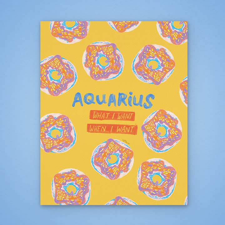 Aquarius Zodiac Art Print | Food Illustration | Yellow Gold for wholesale by H Miller Ink Illustration Art wholesale products